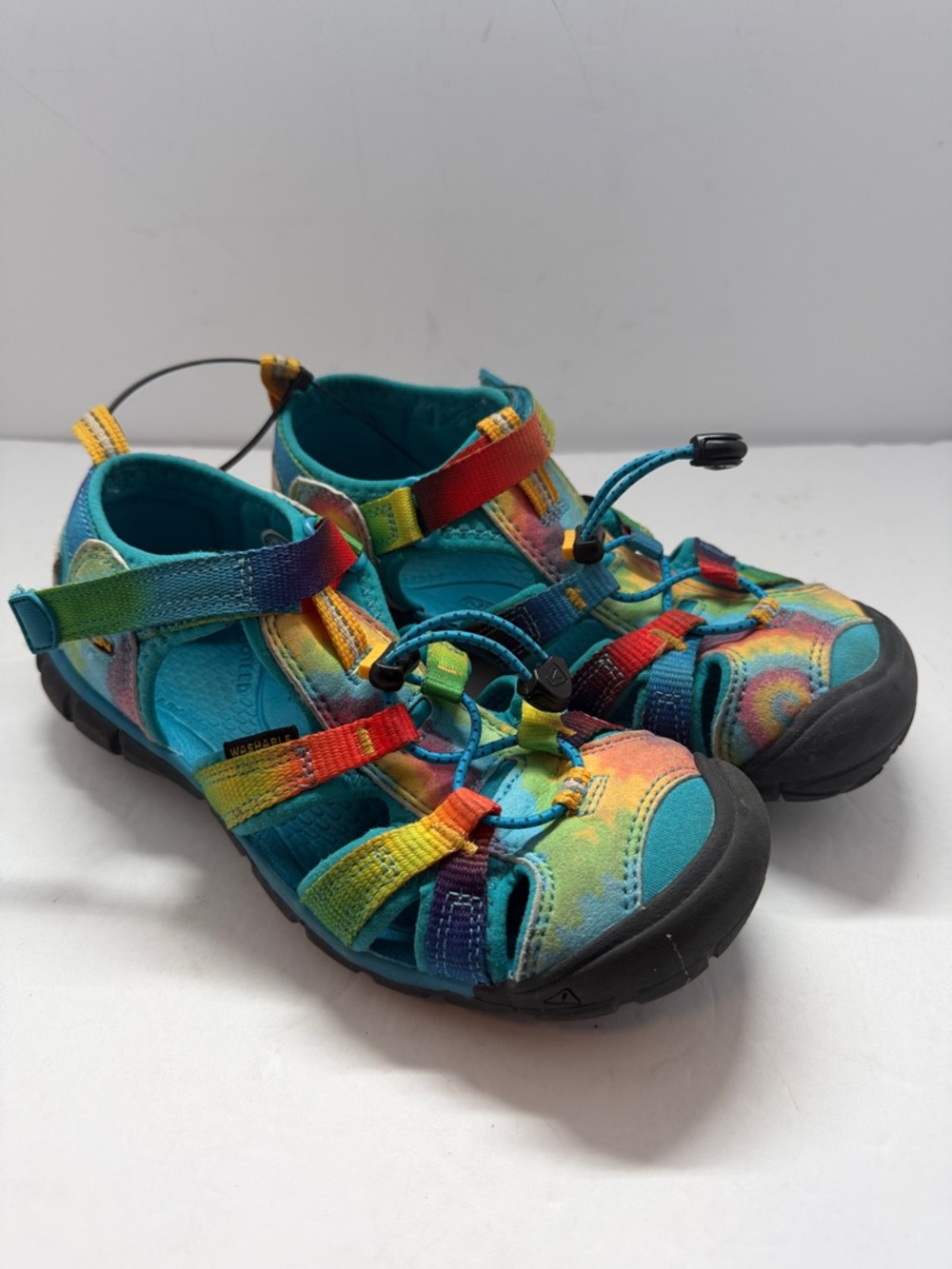 Keen Kids Teal Sandals with Rainbow Straps